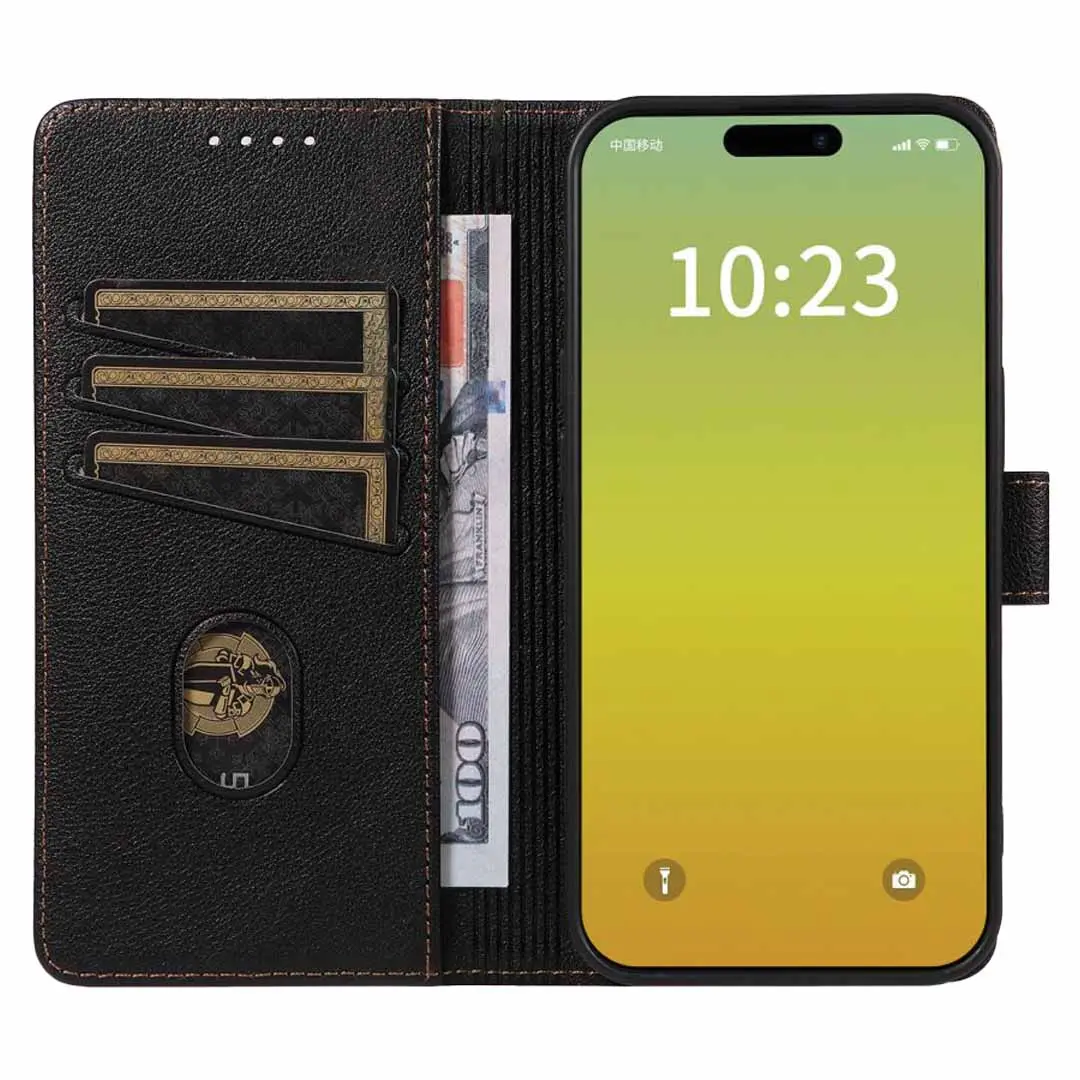 iPhone 16 Pro PU Leather Wallet Case Black